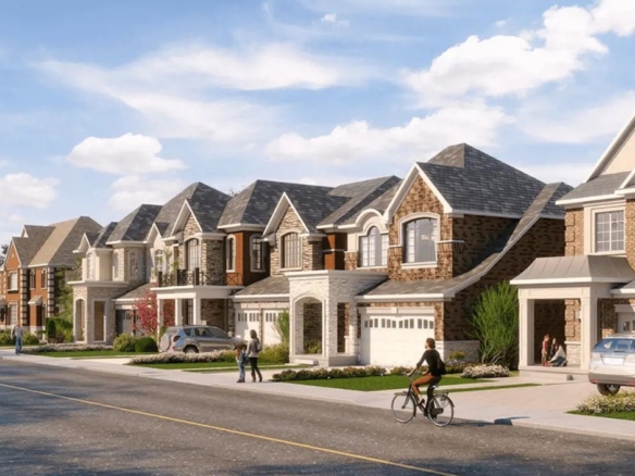 Street of new two-storey homes at Jasper Village Milton by The Conservatory Group