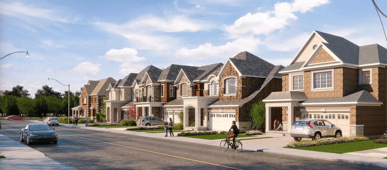 Street of new two-storey homes at Jasper Village Milton by The Conservatory Group