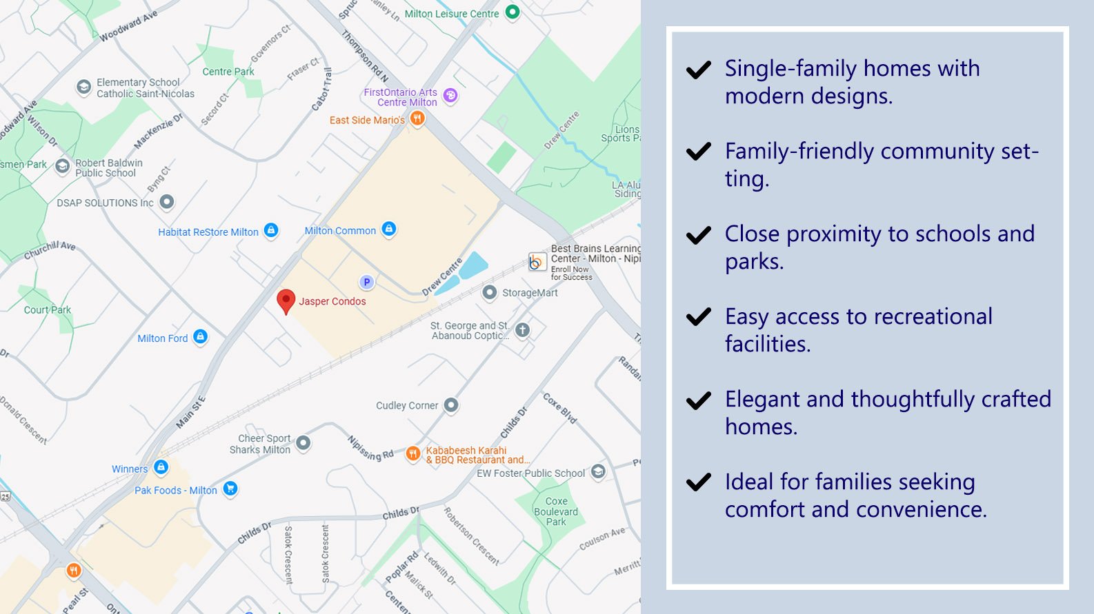 Amenities near Jasper Village in Milton, Halton Region